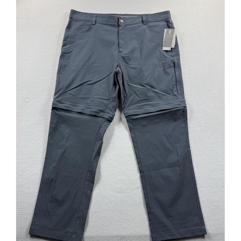 Free Country Pants Mens 42x32‎ Blue Steel Convertible Hiking Stretch Nylon Trail